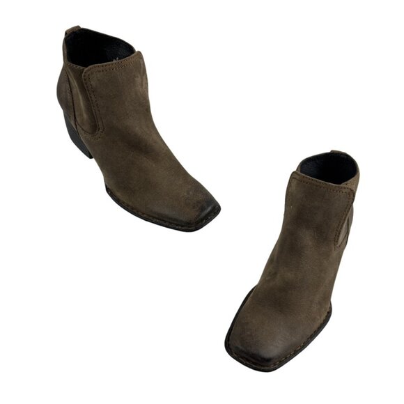 Born Women's 6 Rascal Brown Leather Pull-on Heel Ankle Booties - Picture 1 of 13